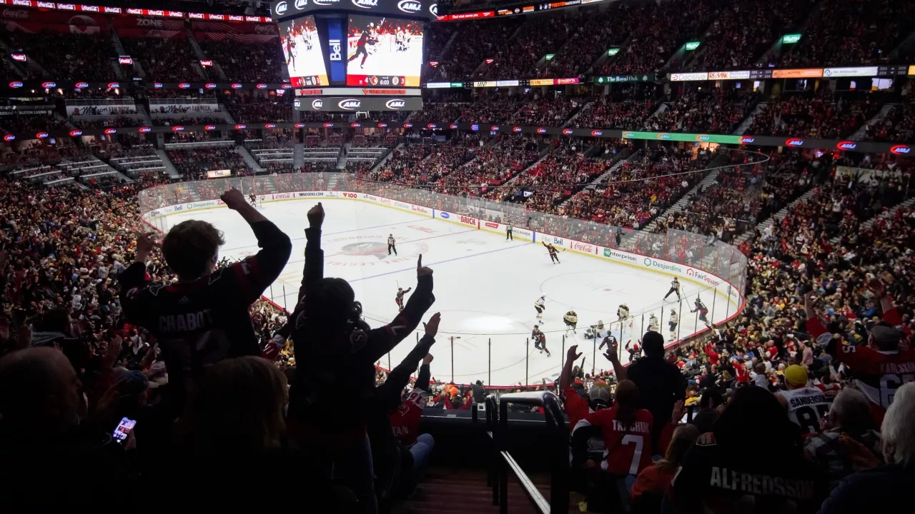 Ottawa Senators play against the Boston Bruins at Canadian Tire Centre in Ottawa