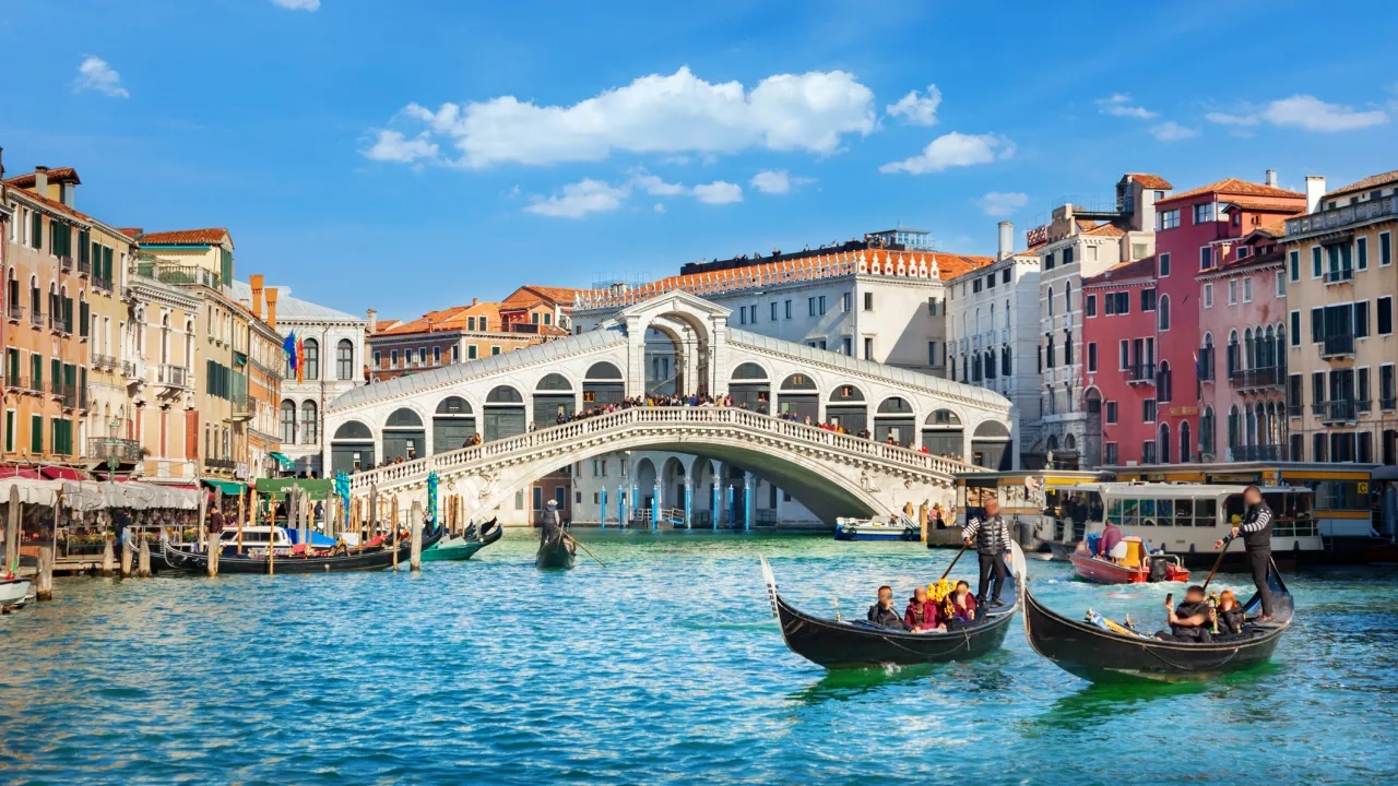 Grand canal on sunny day in Venice, Italy