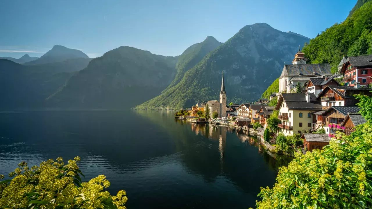 Hallstatt, Austria with lake in Europe