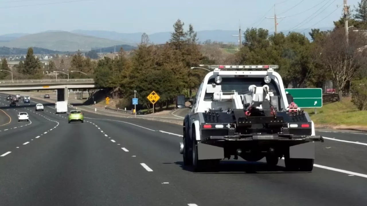 Tow truck on highway