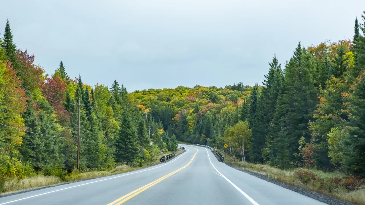 Highway through Algonquin Provincial Park, Ontario,