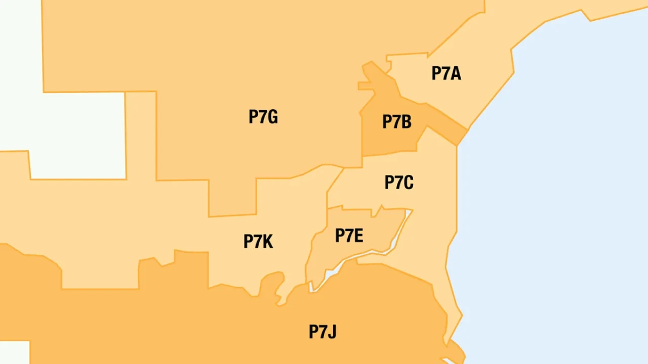 Service Map for Mobile Tire Service in Thunder Bay by Postal Code