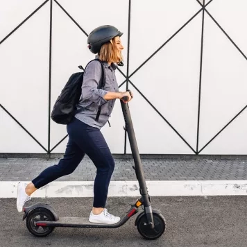 woman on a scooter