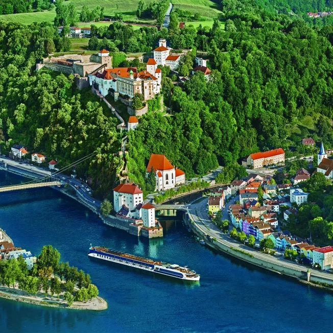 AmaWaterways ship on the Danube River in Europe