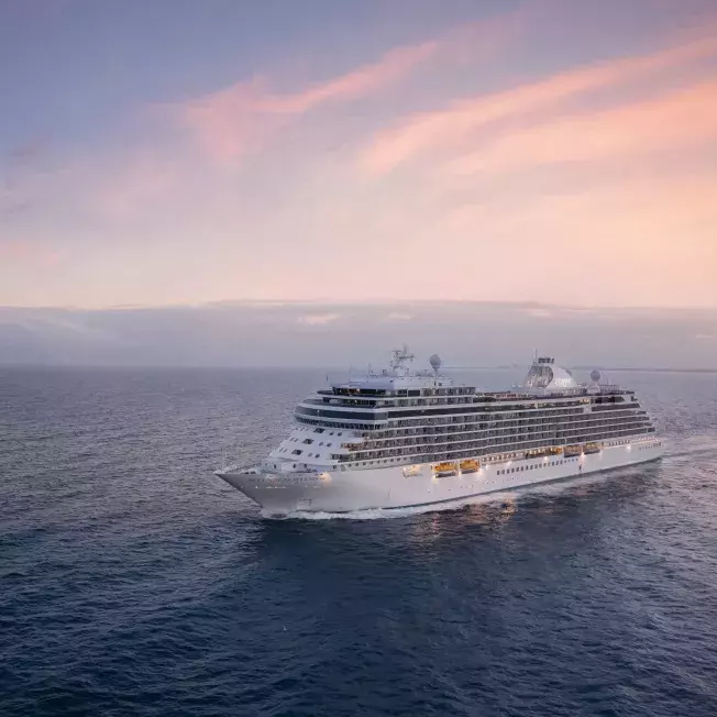 Regent Seven Seas Cruises Ship Aerial Sunset