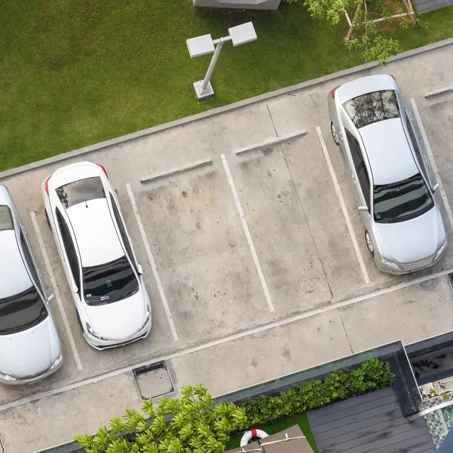 parking space aerial view of empty spot