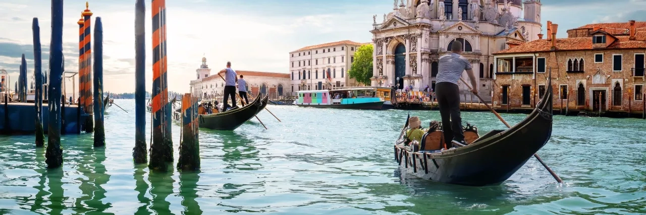 man canoeing in an European country