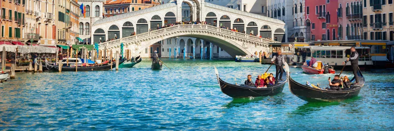 Grand canal on sunny day in Venice, Italy