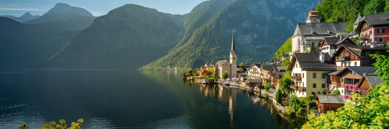 Hallstatt, Austria with lake in Europe