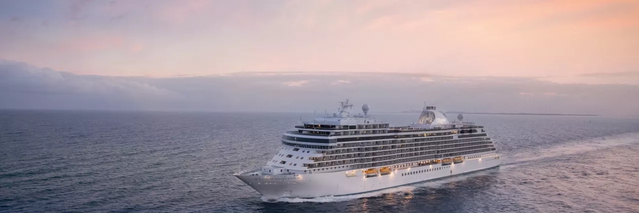 Regent Seven Seas Cruises Ship Aerial Sunset