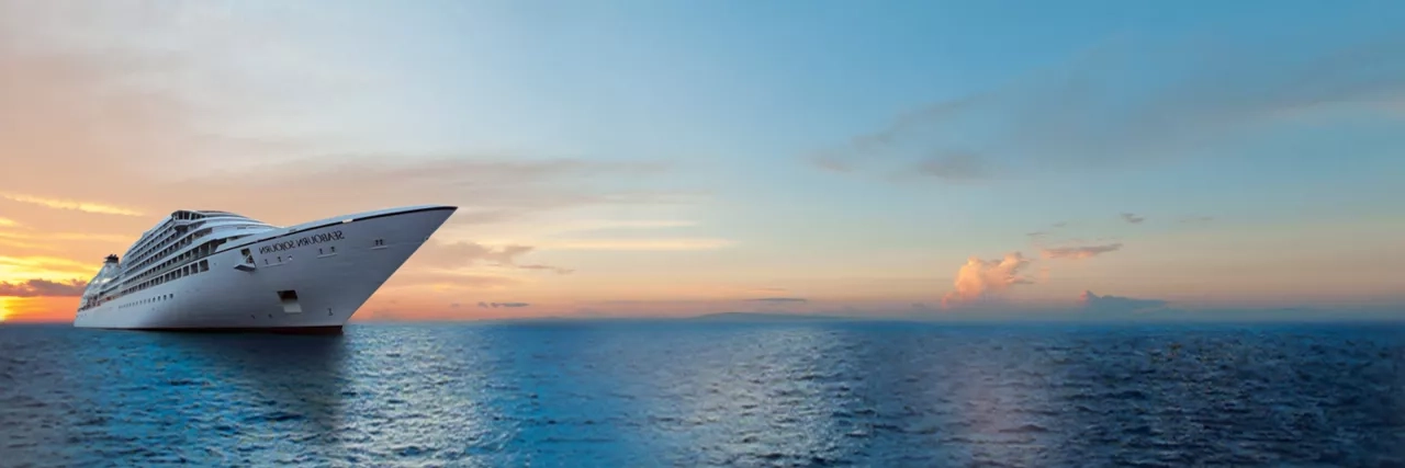 Seabourn Cruises' Sojourn ship at sunset (Flipped)