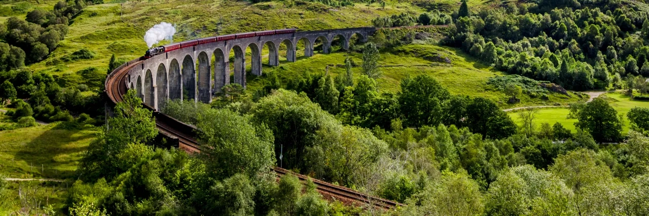 Steamtrain on the Glenfinnan Viaduc, Scotland