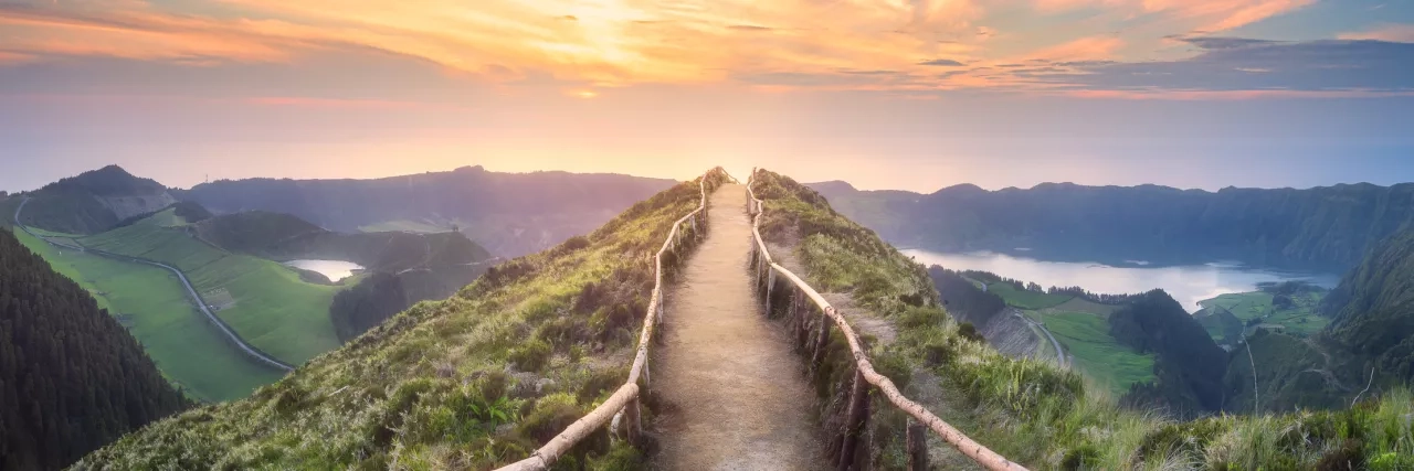 Mountain landscape Ponta Delgada island, Azores 