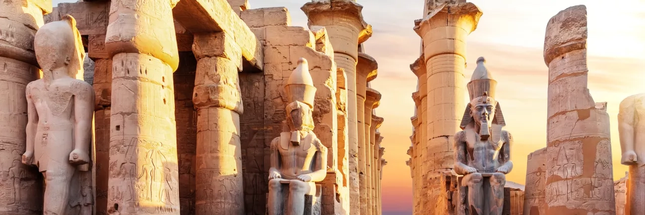 Luxor temple in Egypt at sunset