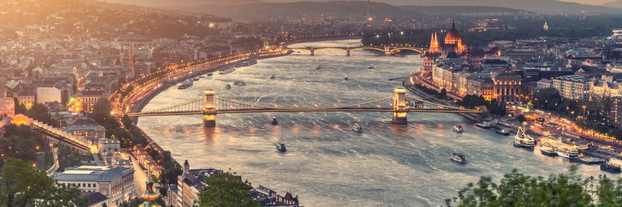 Danube River through Budapest, Hungary