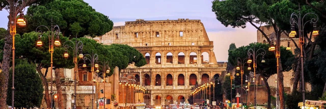 Traffic street in front of Colosseum, Rome
