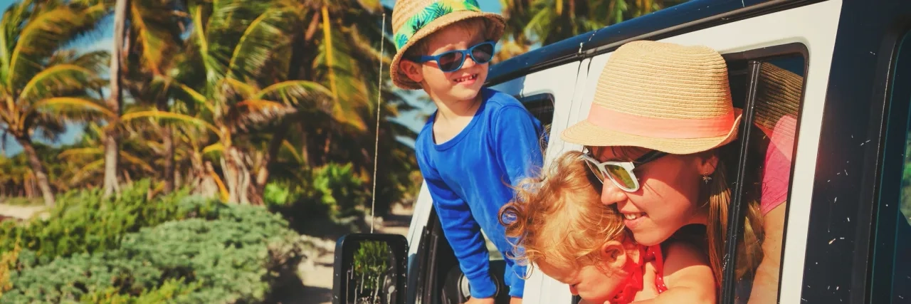 Couple with kids travelling