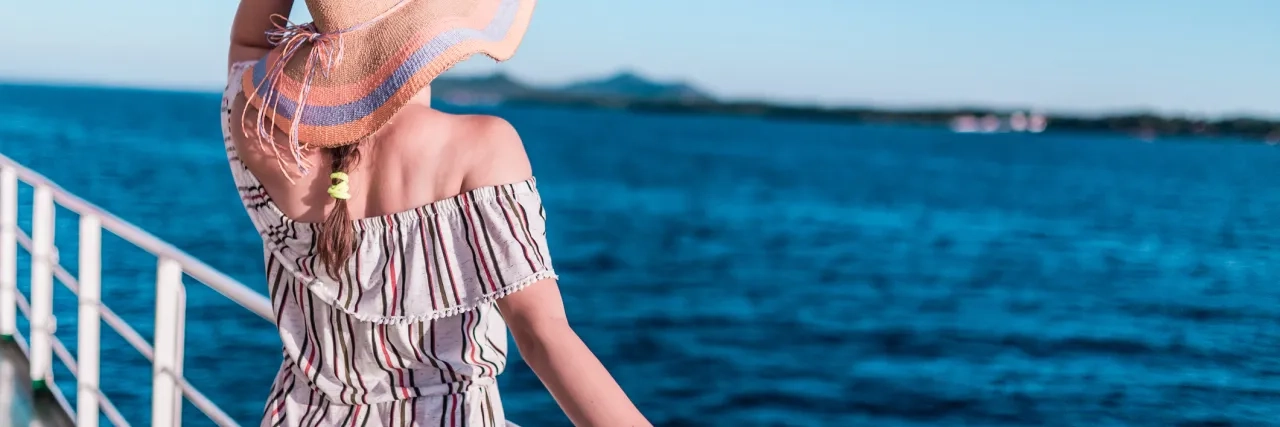 Woman on a cruise ship
