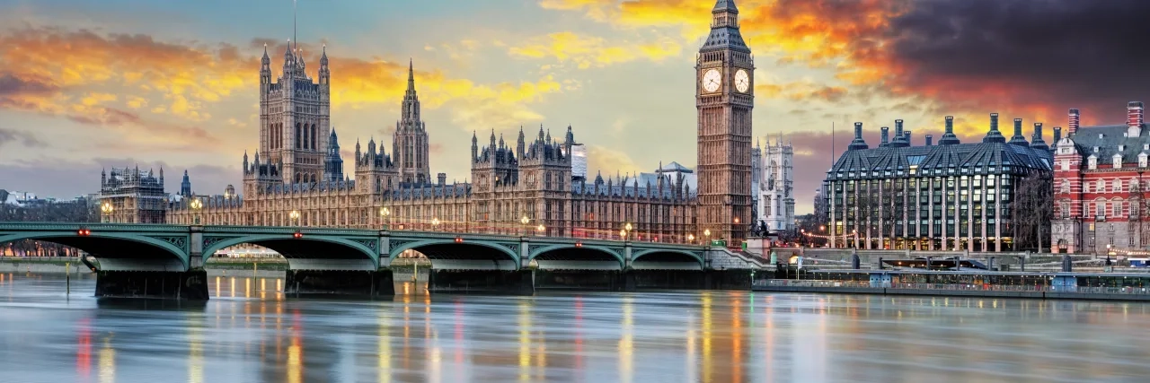 London, England at sunset