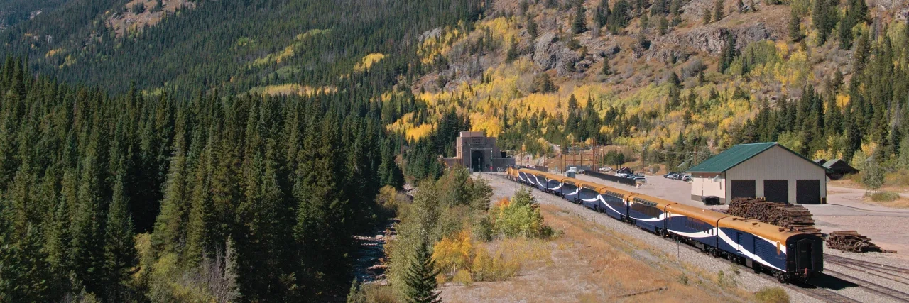 Exterior of a Canyon Spirit train in the red rocks