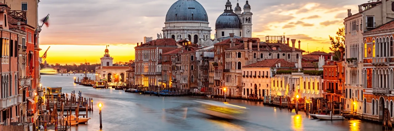 Canal at sunset in Venice, Italy