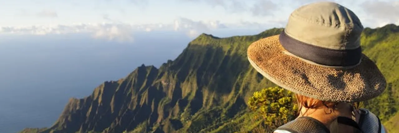 Woman outdoors on the mountain