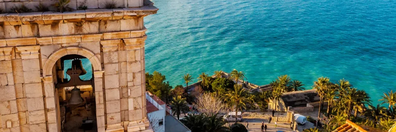 View on Peniscola from the top of Pope Luna's Castle , Valencia, Spain