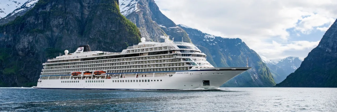 Viking Star cruises through the fjords near Flam, Norway
