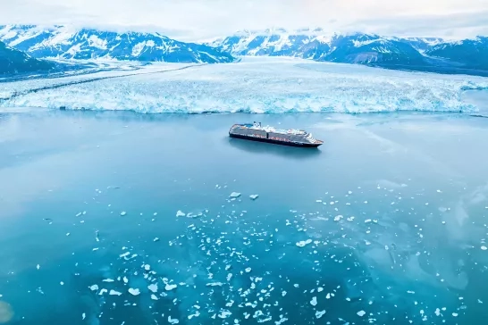 Holland America Line's AK Westerdam ship by Hubbard Glacier, Alaska