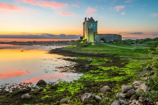 Lakeside castle in Ireland