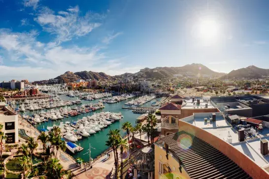 Aerial view overlooking Cabos San Lucas, Mexico