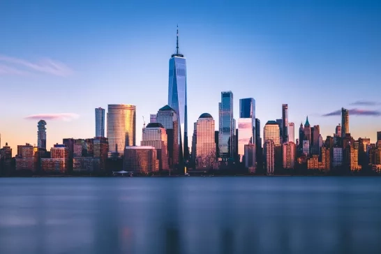 Skyline of New York City at sunset