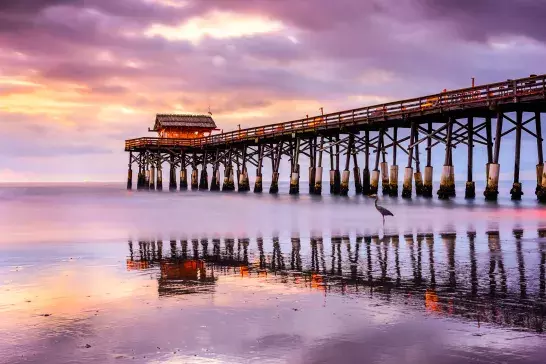 Sunset along the boardwalk of Cocoa Beach, Florida