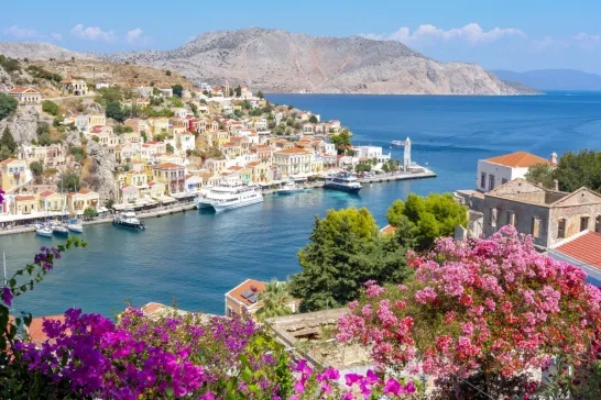 A scenic view of a European harbour