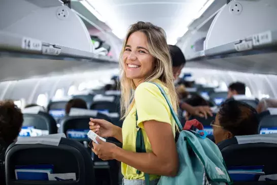 woman boarding the airplane