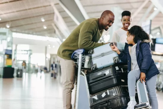 family at airport