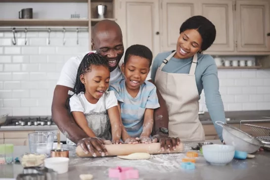 family baking together