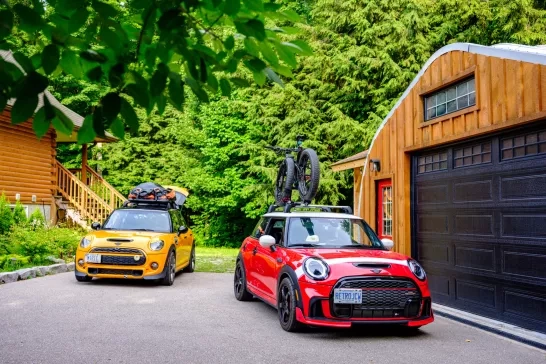 Two MINI COOPER cars on Muskoka vacation