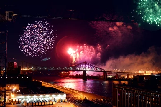 Fireworks in montreal sky