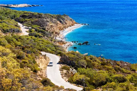 car driving near coast in Europe