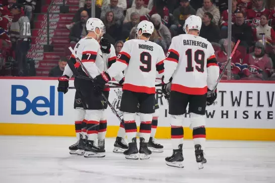 Senators Players on ice