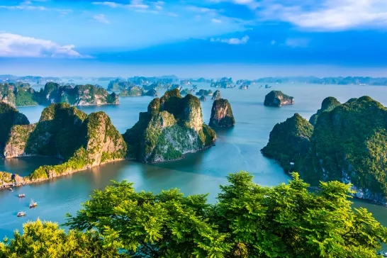 Overhead shot of Halong Bay, Vietnam