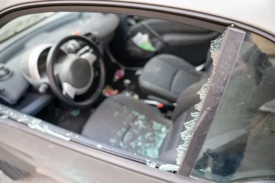 Broken car window