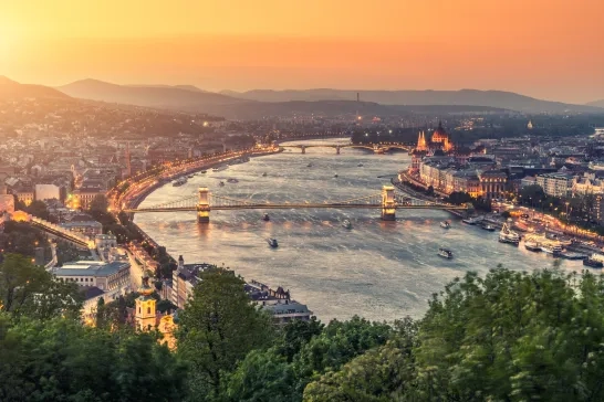 Danube River through Budapest, Hungary
