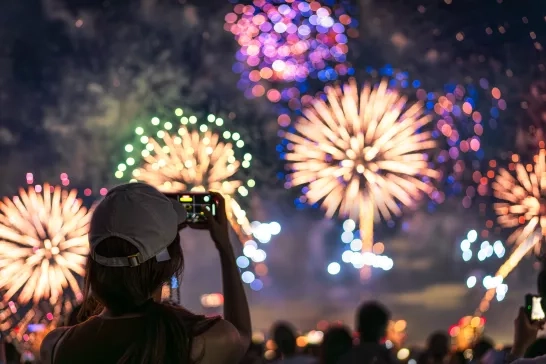crowd watching fireworks