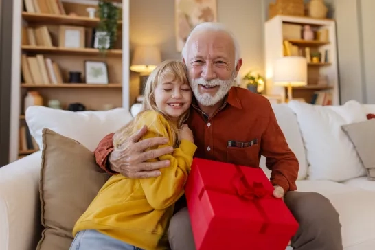 giving gift to grandfather