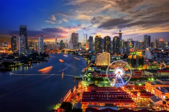 Skyline at dusk of Bangkok, Thailand