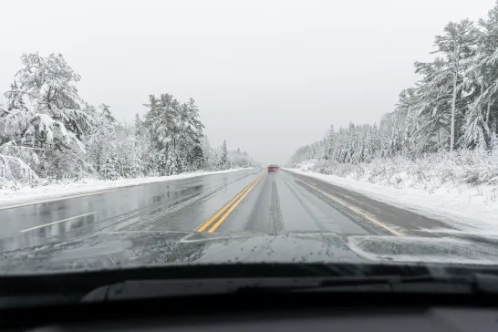 Driving on icy highway