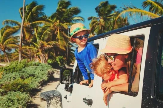 Couple with kids travelling