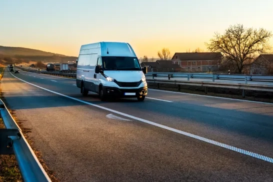 Cargo van on road